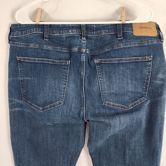 Express Mens Hyper Stretch Skinny Jeans 38x32 Blue Denim - Picture 8 of 16